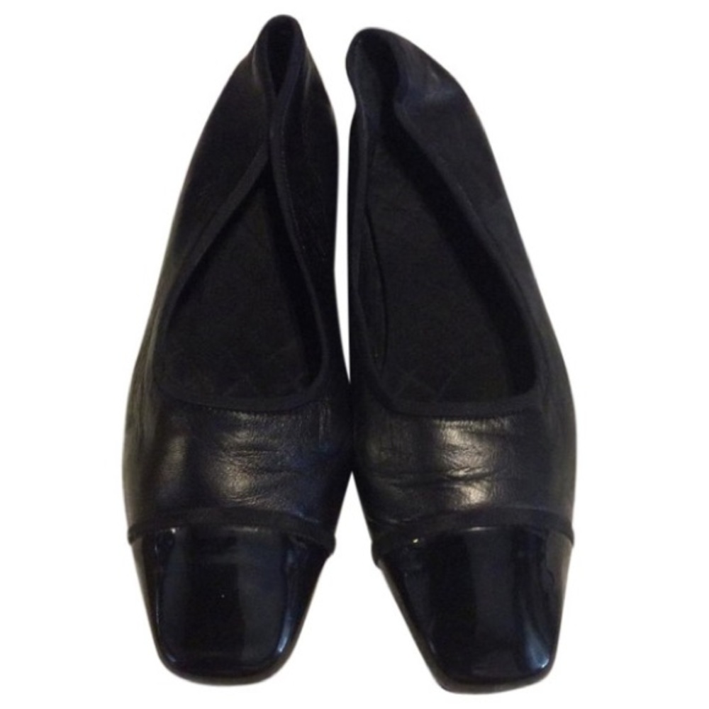 Delman Black Leather Flats